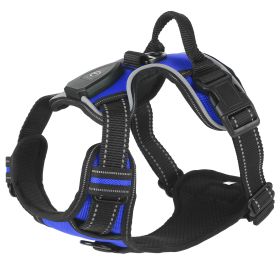 Light Up Dog Harness Rechargeable LED Dog Harness No Pull Lighted Dog Vest with Handle for Small/Medium/Large Dogs (Option: DogHarnessDarkBlueL)