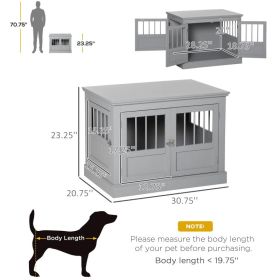 PawHut Wooden Dog Crate End Table, Dog Crate Furniture With Triple Doors, Puppy Crate For Small Dogs Indoor Use, Dark Gray (Option: Dark Gray)