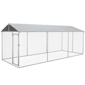 19.7' x 7.5' x 7.5' Outdoor Dog Kennel for Large-Sized Dogs with Waterproof UV Resistant Roof, Silver (Option: Silver-1830x380x150 mm)