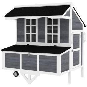 43" Chicken Coop with Wheels, Chicken Tractor with Nesting Box, Windows, Pull-out Tray, Perches, for 2-4 Hens, Gray (Option: Gray-1185x745x270 mm)