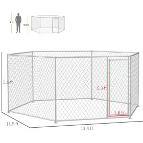 Dog Kennel Outdoor For Medium And Large-Sized Dogs With Lockable Door, Silver (Option: Silver)