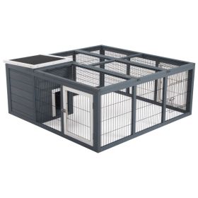 Rabbit Hutch, Waterproof Rabbit House for Small Animals, Gray (Option: Charcoal Gray-1265x540x185 mm)