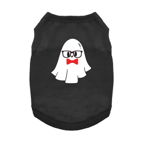 Nerdy Ghost Dog Shirt (Color: Jet Black, size: X-Large)